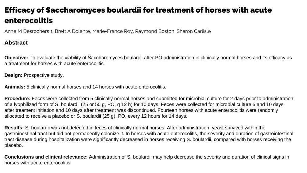 treatment of horses with acute enterocolitis